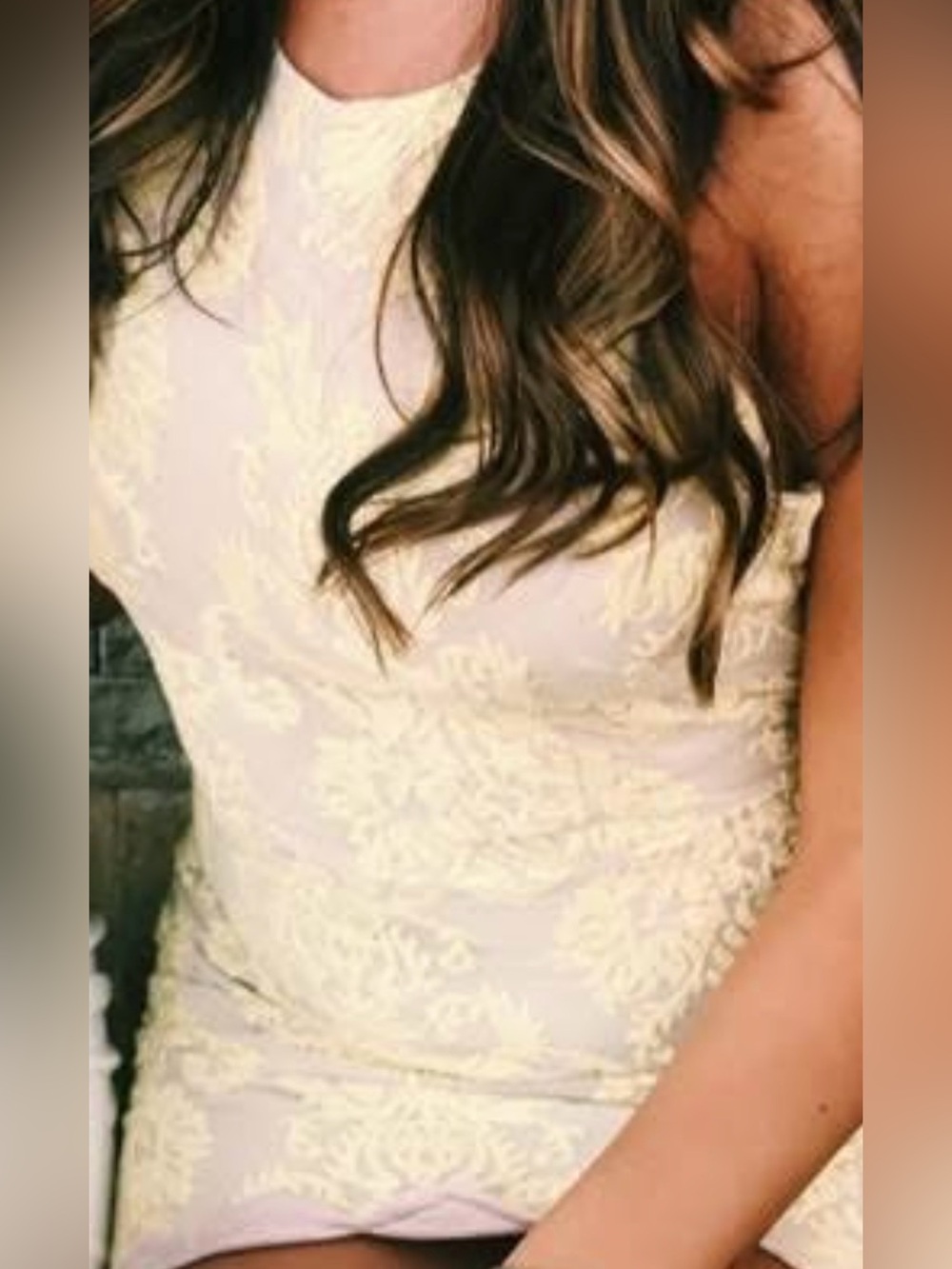 Hello Molly Pale Yellow Lace Halter Mini Dress - perfect for sorority events